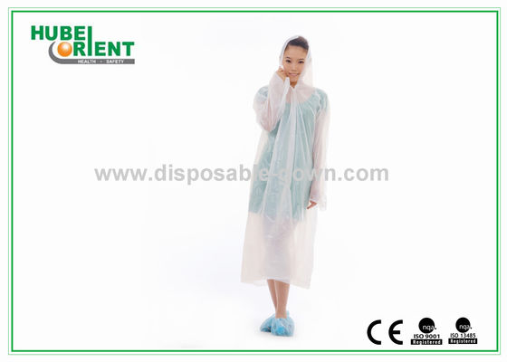Waterprrof Light-Weight PE Visitor Coat For Factory With Hood And Long Sleeves