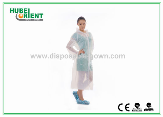 Waterprrof Light-Weight PE Visitor Coat For Factory With Hood And Long Sleeves
