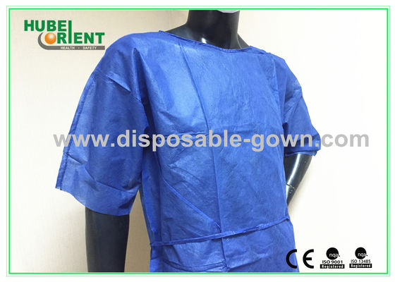 Dark Blue Nonwoven Disposable Patient Gown Without Sleeves