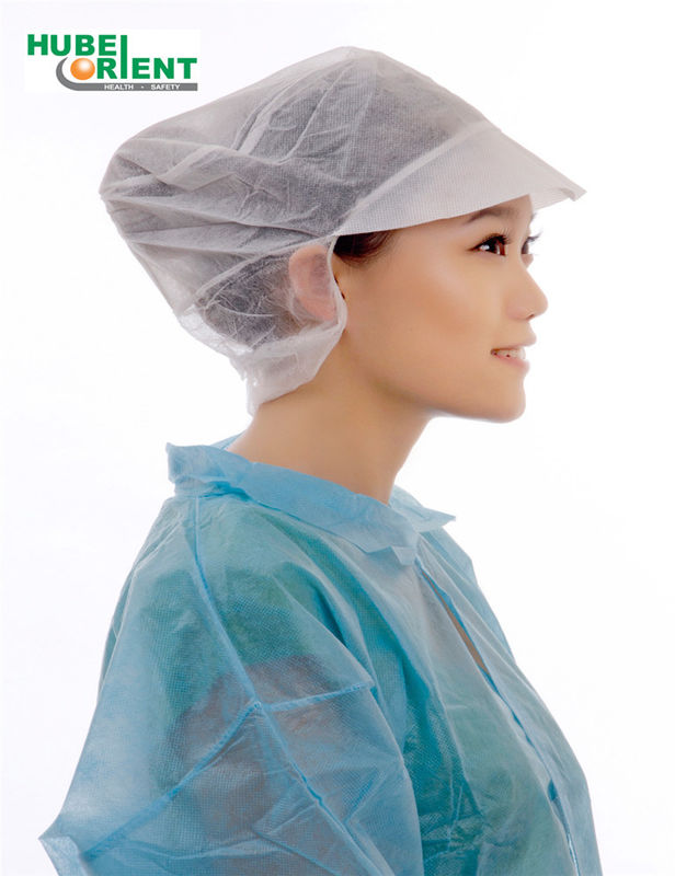 Single Use Polypropylene Non Woven Bouffant Head Cap With Peak