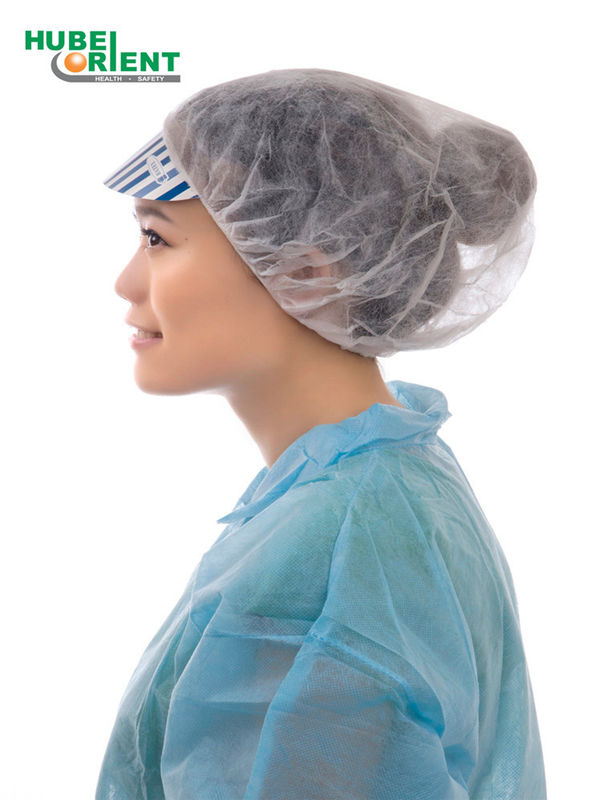 Disposable Non Woven White Or Blue Protective Head Cover With Peak