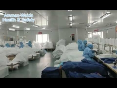 Type5/6 Biru Bergaris SMS/MP Coverall Sekali Pakai Anti Bakteri Dengan Tudung