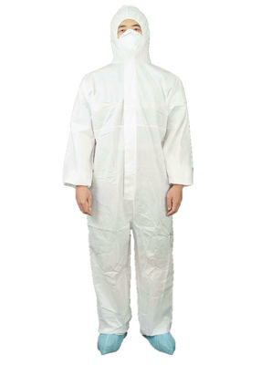 CE Type 5/6 SMMS Nonwoven Disposable Chemical Protective Coverall Anti Static