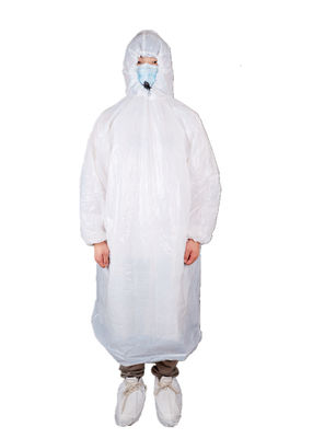 Disposable Transparent PE Raincoat With Long Sleeves And Drawstring Hood