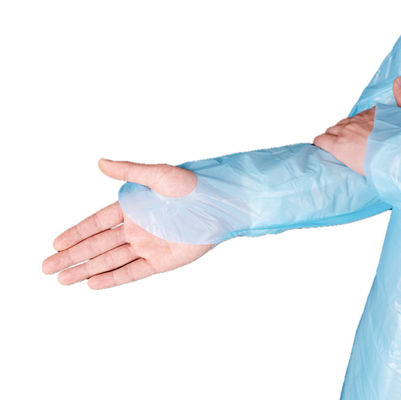 Medical Disposable CPE Isolation CPE Gown With Apron Style Neck And Thumb Cuffs