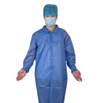 CE Certificated Disposable Anti-Bacterial Protective Medical PP/SMS Long Lab Coat