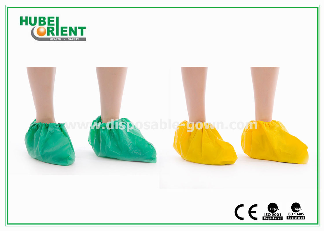 Blue Green CPE Disposable Shoe Covers Made by Hand or by Machine