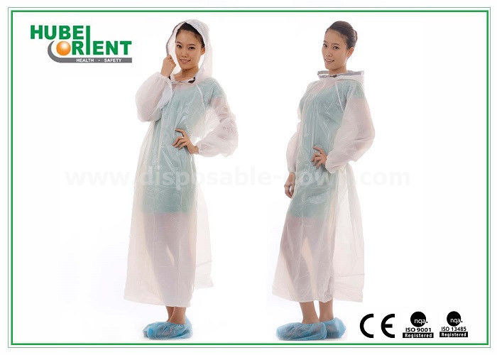 Waterproof Transparent Disposable Exam Gowns Outdoor For Adult , 0.017mm Thickness