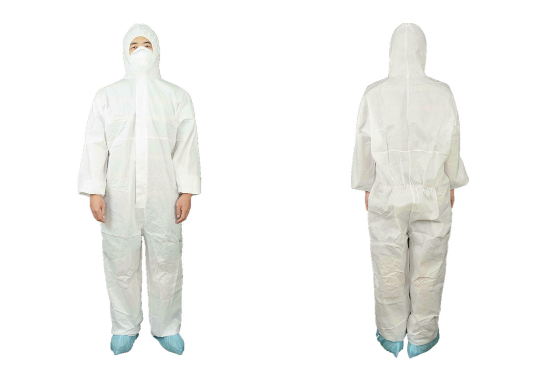 EN1149-5 Anti Static Type5/6 Disposable SMMS Chemical Protective Coverall With Hood