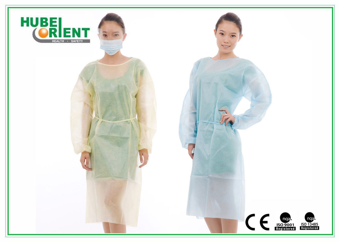 Polypropylene Non Woven Isolation Gowns Disposable With Long Sleeve And Elastic Wrist